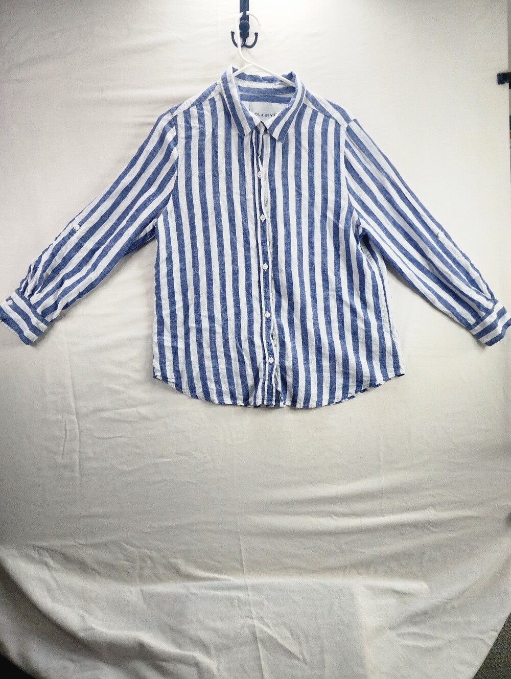 Lola River Blue And White Stripe Linen Top